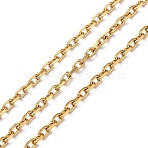 Ion Plating(IP) 304 Stainless Steel Faceted Cable Chains, Soldered, with Spool, Golden, 3x2x0.5mm, about 32.81 Feet(10m)/Roll(CHS-G027-03G)