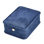 Velvet Pendants Boxes, with Acrylic Pearl, Rectangle, for Wedding, Jewelry Storage Case, Dark Blue, 4x3x1-1/2 inch(10x7.6x3.9cm)(VBOX-A004-03B)
