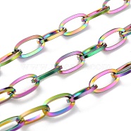 Ion Plating(IP) 304 Stainless Steel Paperclip Chain, Unwelded, with Spool, Oval, Rainbow Color, 10x5x1mm, 32.8 Feet(10m)/roll(CHS-H031-06MC)