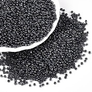 Glass Seed Beads, Ceylon, Round, Dark Gray, 2mm, Hole: 1mm, about 30000pcs/pound(SEED-A011-2mm-149)