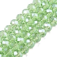 Electroplate Glass Beads Strands, Pearl Luster Plated, Faceted, Rondelle, Light Green, 6x5mm, Hole: 1mm, about 84~85pcs/strand, 41.5~42cm(EGLA-A044-T6mm-A09)