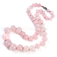 Natural Rose Quartz Rondelle Graduated Beaded Necklaces for Women Men, 19.49 inch(49.5cm)(NJEW-K388-02M)