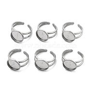 Non-Tarnish 304 Stainless Steel Cuff Ring Settings, Round, Stainless Steel Color, Tray: 10mm, 2.8~7.5mm, Inner Diameter: 18mm(STAS-E202-02B-P)