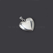 304 Stainless Steel Locket Pendants, Heart, Stainless Steel Color, 25x22.5x6mm, Hole: 9x5mm, Inner Size: 16x13mm(STAS-O103-40P)