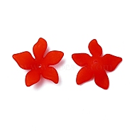 Translucent Acrylic Beads, Frosted, Flower Bead Caps, Dark Red, 29x27x8mm, Hole: 2mm, about 515pcs/500g(FACR-5335-1)