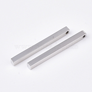 201 Stainless Steel Pendants, Bar, Stainless Steel Color, 35x3x3mm, Hole: 1.5mm(X-STAS-T052-06P)