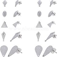 Unicraftale 304 Stainless Steel Stud Earring Findings, with Ear Nuts/Earring Backs, Stainless Steel Color, 20pcs/box(STAS-UN0011-01P)