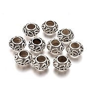 Tibetan Style Alloy European Beads, Hollow, Lead Free & Cadmium Free, Rondelle, Antique Silver, 13x7mm, Hole: 6mm(PALLOY-F277-34AS-RS)