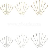 304 Stainless Steel Eye Pins, Golden & Stainless Steel Color, 7.4x7.2x1.7cm, 300pcs/box(STAS-UN0004-06)