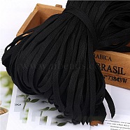 Polyester Cord Shoelace, Flat, Black, 8mm, 100m/bundle(FIND-WH0152-185B)