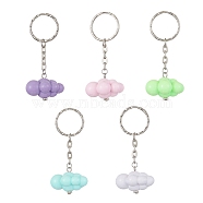 Cloud Acrylic Pendants Keychain, with Iron Split Key Rings, Mixed Color, 7.3cm(KEYC-JKC00486)