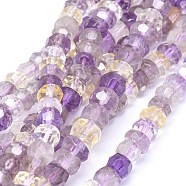 Natural Ametrine Beads Strands, Faceted, Rondelle, 7.5~9x5~6mm, Hole: 1mm, about 74pcs/strand, 15.6 inch(39.8cm)(G-O180-25)