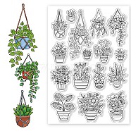 Potted Plant PVC Plastic Clear Stamps, for DIY Scrapbooking, Photo Album Decorative, Cards Making, Leaf, 160x110mm(DIY-WH0631-0124)