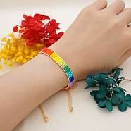Friendship Loom Pattern Miyuki Seed Beads Bracelets for Women, Adjustable Nylon Cord Braided Bead Bracelets, Colorful, 11 inch(28cm)(BJEW-Z013-49)