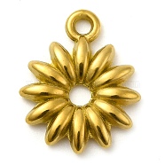 Ion Plating(IP) 304 Stainless Steel Pendants, Flower Charm, Real 18K Gold Plated, 18.5x15x3mm, Hole: 2mm(STAS-M070-02G)