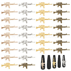 40Pcs 4 Colors Zinc Alloy Pendants, Rifle, Mixed Color, 16x44x3.5mm, Hole: 2mm, 10pcs/color(FIND-CP0001-23)
