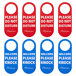 PVC Please Do Not Disturb Double Sided Notice Hanger Sign, Welcome Please Knock on Back, Ideal for Office Home Clinic Dorm Online Class and Meeting, Oval, Red & Blue, 206x80x0.5mm, Hole: 60mm(AJEW-WH0354-002)