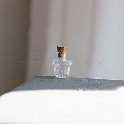 Miniature Glass Bottles, with Cork Stoppers, Empty Wishing Bottles, for Dollhouse Accessories, Jewelry Making, Clear, 26x18mm(BOTT-PW0008-03I)