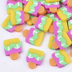 Handmade Polymer Clay Cabochons, Ice Lolly, Colorful, 10.5~12.5x8~10x1~4mm, about 5000pcs/1000g(CLAY-R087-05)