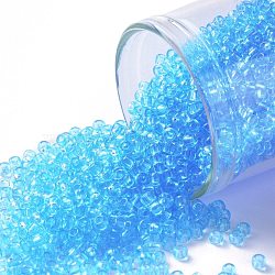 TOHO Round Seed Beads, Japanese Seed Beads, (3) Transparent Aquamarine, 11/0, 2.2mm, Hole: 0.8mm, about 5555pcs/50g(SEED-XTR11-0003)