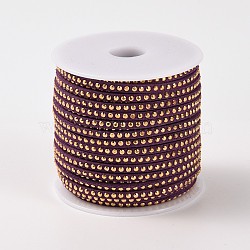 Rivet Faux Suede Cord, Faux Suede Lace, with Aluminum, Purple, 3x2mm, about 20yards/roll(LW-M002-14)