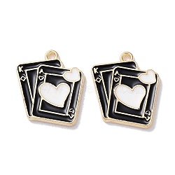 Alloy Enamel Pendants, Golden, Playing Cards, 19x8x1mm, Hole: 1.5mm(ENAM-O001-11M-G)