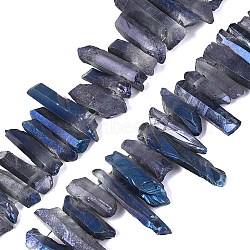 Spray Painted Electroplate Natural Quartz Crystal Points Beads Strands, Nuggets, Faceted, 15~50x3~16x3~15mm, Hole: 0.5~1mm, about 36~38pcs/strand, 14.96~17.13 inch(38~43.5cm)(G-Q610-02A)