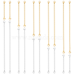 20Pcs 5 Style Ion Plating(IP) 304 Stainless Steel Chain Extender, End Chains with Lobster Claw Clasp, Real Gold Plated & Stainless Steel Color, 55~152mm, 4Pcs/style(STAS-BBC0003-70GP)