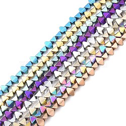 Electroplate Synthetic Non-magnetic Hematite Beads Strands, Faceted, Rhombus, Mixed Color, 6x4.5x3mm, Hole: 1mm, about 95pcs/strand, 15.98 inch(40.6cm)(G-F740-03A)