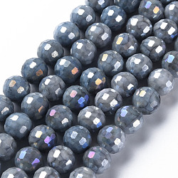 Opaque Baking Painted Glass Beads Strands, Faceted, Round, Gray, 10x9.5mm, Hole: 1.2mm, about 45pcs/strand, 14.96''(38cm)(EGLA-N006-005B)