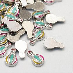 Enamel Style Alloy Cabochons, Floating Charms, DIY for Floating Lockets Glass Living Memory Lockets, Hot-Air Balloon, Platinum, 10x6.5x2mm(ENAM-S086-20P)