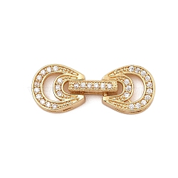 Brass Micro Pave Clear Cubic Zirconia Fold Over Clasps, Horseshoe, Real 18K Gold Plated, 23x9x3~4.5mm, Hole: 2.5x0.8mm(KK-C075-06G)