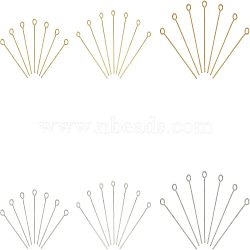 304 Stainless Steel Eye Pins, Golden & Stainless Steel Color, 7.4x7.2x1.7cm, 300pcs/box(STAS-UN0004-06)