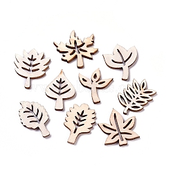 Laser Cut Wood Shapes, Unfinished Wooden Embellishments, Poplar Wood Cabochons, Leaf, Blanched Almond, 24.5~31.5x19~29.5x2.5mm, about 100pcs/bag(WOOD-L009-08)