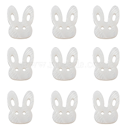 Bunny Natural Freshwater Shell Beads, Rabbit Head, Seashell Color, 12x14.5x3mm, Hole: 1mm(SHEL-CJ0001-13)