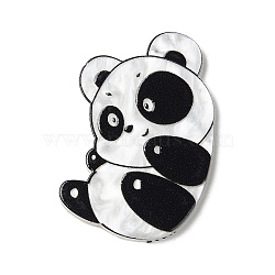 Printed Opaque Acrylic Cabochons, Panda, Gainsboro, 40x26.5x2.5mm(OACR-Q191-03A)