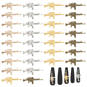 40Pcs 4 Colors Zinc Alloy Pendants, Rifle, Mixed Color, 16x44x3.5mm, Hole: 2mm, 10pcs/color