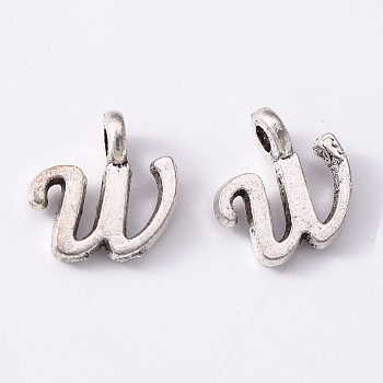 Tibetan Style Alloy Charms, Cadmium Free & Lead Free, Antique Silver, Letter.W, W: 10x10x1.5mm, Hole: 1.8mm
