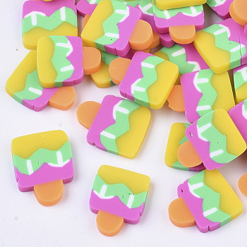 Handmade Polymer Clay Cabochons, Ice Lolly, Colorful, 10.5~12.5x8~10x1~4mm, about 5000pcs/1000g