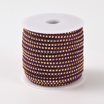 Rivet Faux Suede Cord, Faux Suede Lace, with Aluminum, Purple, 3x2mm, about 20yards/roll