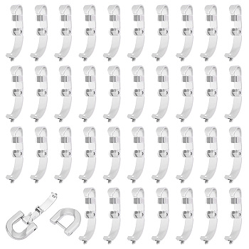 50Pcs 304 Stainless Steel Fold Over Clasps, Stainless Steel Color, 11.5x3.5x4.5mm