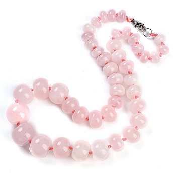 Natural Rose Quartz Rondelle Graduated Beaded Necklaces for Women Men, 19.49 inch(49.5cm)