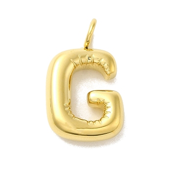 304 Stainless Steel Pendants, Real 14K Gold Plated, Balloon Letter Charms, Bubble Puff Initial Charms, Letter G, 24x14x5mm, Hole: 4mm