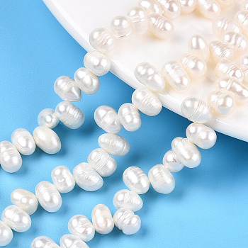 Natural Cultured Freshwater Pearl Beads Strands, Potato, Top Drilled, Creamy White, 5~5.5x5~5.5mm, Hole: 0.8mm, about 76~77pcs/strand, 14.17 inch(36cm)