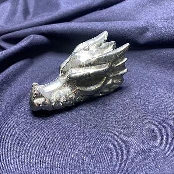 Natural Chalcopyrite Carved Healing Dragon Head Figurines, Reiki Energy Stone Display Decorations, 77x37x40mm
