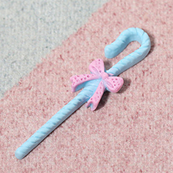 Resin Canochons, Crutch with Bowknot, Light Sky Blue, 55.8x13mm