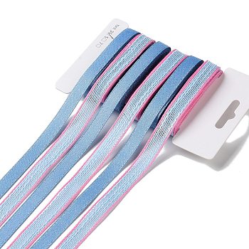 18 Yards 6 Styles Polyester Ribbon, for DIY Handmade Craft, Hair Bowknots and Gift Decoration, Light Blue Color Palette, Sky Blue, 3/8~1/2 inch(9~12mm), about 3 yards/style