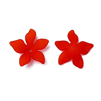 Translucent Acrylic Beads, Frosted, Flower Bead Caps, Dark Red, 29x27x8mm, Hole: 2mm, about 515pcs/500g