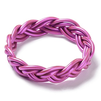 Plastic Cord Braided Stretch Bracelets, Violet, Inner Diameter: 2-1/2 inch(6.5cm)