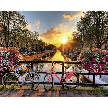 DIY Scenery Theme Diamond Painting Kits, Including Canvas, Resin Rhinestones, Diamond Sticky Pen, Tray Plate and Glue Clay, Bicycle Pattern, 400x300mm